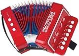 Woodstock Kid's Accordion (7"), Red, with 10 Keys, Beginner Music Toy Instrument for Children Ages 3+, Educational Gift, Toddlers Kids Boys Girls WCKA