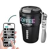 SGUAI Unique Smart Water Bottle - Smart Coffee Cup with LED Temperature & Pixel Display by APP Control, Smart Insulated Novelty Mug Water Flask for Unique Presents, 12oz (Black)
