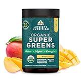 Ancient Nutrition SuperGreens Powder with Probiotics, Organic Mango Flavor Greens, Made from Real Fruits, Vegetables and Herbs, Digestive and Energy Support, 25 Servings, 6.8oz