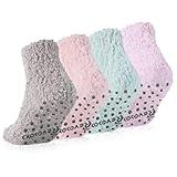 Revosoxs Hospital Grip Socks for Women,Non Slip Ankle Fuzzy Socks with Aloe Vera Perfume,Thick Warm Slipper Cozy Fluffy Socks with Grips Christmas Day