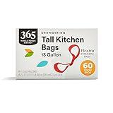 365 by Whole Foods Market, Flextra Strength Drawstring Tall Kitchen Trash Bags, 13 Gallon, 60 Count