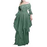 Midevil/Renaissance Costume Women Ren Faire Off The Shoulder Dress Plus Size Peasant Dress Merida Dress Women Sales Today Deals Prime