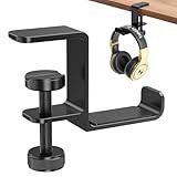 Yocice Headphone Hanger Holder Stand-Under Desk Headphone Hanger， Headset Hook Holder Space-Saving Aluminum Stand with Universal Fit for Gaming PC Accessories (Black-1PCS)