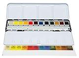 Daniel Smith Color Hand Poured Pan Set in a Metal Box with Bonus 12 Empty Half Pans, 1 Unit (Pack of 1)