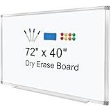 H-Qprobd Dry Erase Board for Wall 72"x40" Aluminum Presentation Magnetic Whiteboard with Long Pen Tray, Wall-Mounted White Board for School, Office and Home