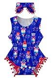 Leapparel 6-12 Months Baby Girl One-Piece Romper Playsuit Fourth of July Outfit Summer Sleeveless Hats Jumpsuit Blue Newborn Baby Body Suit Infant Babys Clothing with Headband (Size 90)