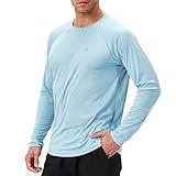 NAVISKIN Men's Sun Protection UPF 50+ UV Outdoor Long Sleeve Shirts Powder Blue Size M