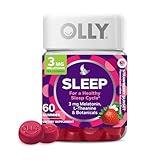 OLLY Sleep Gummy, Occasional Sleep Support, 3 mg Melatonin, L-Theanine, Chamomile, Lemon Balm, Sleep Aid, Strawberry, 60 Count