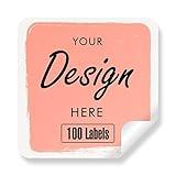 AWUSA Custom Stickers - Personalized Labels with Any Design Image Logo Text, Custom Thank You Labels, Business Logo Stickers, 100 Square 2"x2" Labels