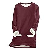 Electronic+Deals Women's Fleece Lined Winter Tops Yes I'm Cold Print Cute Sweatshirts Solid Plus Size Long Sleeve Warm Sherpa Shirts Today Deals of The Day