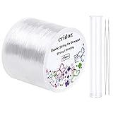Stretchy String for Bracelets, Cridoz 0.5mm Clear Elastic String Stretch Cord Bracelet String with 2 Pcs Beading Needles for Seed Beads, Pony Beads, Bracelets and Jewelry Making
