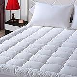 EASELAND Queen Size Mattress Pad Pillow Top Mattress Cover Quilted Fitted Mattress Protector Cotton Top Stretches up 8-21" Deep Pocket Cooling Mattress Topper (60x80 inch, White)