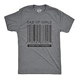 Mens Dad of Girls T Shirt Funny Barcode Payment Fathers Day Tee Funny T Shirts Dad Joke Apparel for Men Novelty Tees for Guys Dark Grey XL