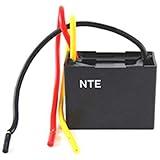 NTE Electronics CFC-5/6 Series CFC Polyester Ceiling Fan Capacitor, 3 Wire, 125/250 VAC, 5/6 Μf Capacitance