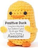 MBL Inspirational Crochet Positive Duck – Handmade Emotional Cheer Support Funny Pickle Potato Gifts for Women Friend Men Coworker Birthday Christmas Stocking Stuffer White Elephant Under 10 Dollars