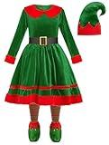 Gortykor Girls Elf Costume Christmas Elf Dress for Girls Xmas Holiday Party Dress Up (5-6 Years)