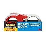 Scotch Heavy Duty Shipping Packing Tape, Clear, Holiday Shipping Supplies, 1.88 in. x 54.6 yd., 2 Tape Rolls