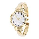 Rosemarie Collections Women's Mother of Pearl Metal Cuff Watch (Gold)