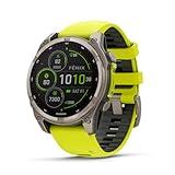 Garmin fēnix® 8 – 47 mm, Solar, Sapphire, Premium Multisport GPS Smartwatch, Long-Lasting Battery Life, Dive-Rated, Built-in LED Flashlight, Titanium with Amp Yellow/Graphite Band