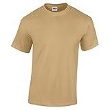 Gildan Men's Heavy Taped Neck Comfort Jersey T-Shirt, Old Gold, Medium