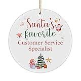 Santa's Favorite Customer Service Specialist Ornament for Happy New Year Merry Xmas Friend Coworker Office Party Decor Circle 2024 2025 2026