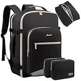 LOVEVOOK Travel Backpack for Women Men as Personal Item Flight Approved, 40L Luggage Carry On Backpack, 17.3inch Large Daypack Laptop Backpack Waterproof Outdoor Sports with 3 Packing Cubes,Black-Grey