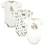 Hudson Baby Unisex Baby Cotton Bodysuits, Forest Animals 3-Pack, 0-3 Months