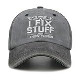 I Fix Stuff Dad Hat for Men, Mechanic Cap Gift for Dads, Husband, Grandpa, Retirement Birthday Gifts, Vintage Two-Tone Work Baseball Cap Black
