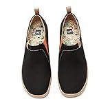 UIN Women's Slip Ons Canvas Lightweight Flats Sneakers Walking Casual Loafers Solid Color Travel Shoes Black (6)