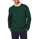 Amazon Essentials Men's Long-Sleeve 100% Cotton Fisherman Cable Crewneck Sweater, Dark Green, XX-Large