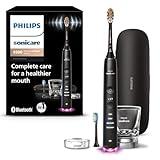 Philips Sonicare DiamondClean Smart 9300 Electric Toothbrush, Sonic Toothbrush with App, Pressure Sensor, Brush Head Detection, 4 Brushing Modes and 3 Intensity Levels, Black, Model HX9903/15