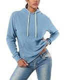 GIVON Women's Essential Pullover Hoodie Thin Lightweight Long Sleeve Comfort Sweatshirt for Everyday Wear / DCF019-SKYBLUE-S