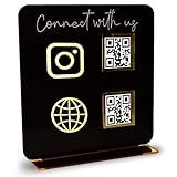 Skywin-QR Code Sign for Business, Social Media Cash App QR Code Sign Stand, Elegant Custom QR Code Sign, Display Holder for Home and Office Desk Decor, Payment Acrylic Sign Holders Stand (Black)