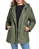 Vidifid Womens Oversized Quilted Jackets Lightweight Long Sleeve Full Zipper Puffer Jacket Casual Hooded Coats with Pockets