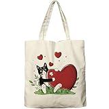 Dlzdn Cat Heart Canvas Tote Bag For Women Aesthetic Funny Cat Valentines Day Tote Bag Shopping Grocery Bag Beach Bag Gifts for Women Teacher Bag Reusable Grocery Bag