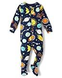 The Children's Place Baby Boys' and Toddler Long Sleeve 100% Cotton Zip-Front One Piece Footed Pajama, Solar System, 18-24 Months