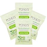 Pond's Purify & Refresh Facial Wipes with Aloe Vera, Makeup Remover, Gently Cleanses and Hydrates, Pre Moistened, 10 Count, 4-Pack (40 Wipes)