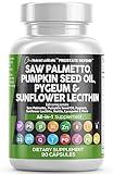 Clean Nutraceuticals Saw Palmetto 10000mg Pumpkin Seed Oil 3000mg Pygeum 3000mg Sunflower Lecithin 3000mg Stinging Nettle Cranberry - Prostate Supplements for Men with Lycopene - 90 Caps