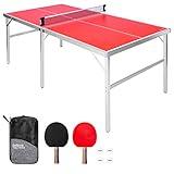 GoSports 6 ft x 3 ft Mid-size Table Tennis Game Set - Indoor / Outdoor Portable Table Tennis Game with Net, 2 Table Tennis Paddles and 4 Balls