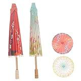CAJDEOPYE 2pcs Japanese Paper Umbrella Roleplay Costume Japanese Toys Japanese Decor Oiled Paper Parasol Moon Paper Umbrella Asian Umbrella Wooden Blue Umbrella Prop Classical Paper Umbrella/11