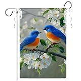 Cryfox Spring Floral Birds Garden Flags 12x18 Double Sided Small Spring Summer Flowers Garden Yard Flags for Outside Outdoor Garden Lawn Decorations