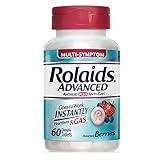 Rolaids Advanced Antacid Plus Anti-Gas 60 Chewable Tablets, Assorted Berry, Heartburn and Gas Relief