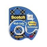 Scotch Wall-Safe Tape, 1 Rolls Sticks Securely, Removes Cleanly, Invisible, Designed for Displaying, Photo Safe, 3/4 in x 650 in (183)