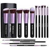BS-MALL Makeup Brushes Premium Synthetic Foundation Powder Concealers Eye Shadows 14 Pcs Purple for Makeup Beginner or Professional with Travel Case