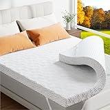Memory Foam Mattress Topper - 3 Inch Gel Mattress Pad for Pressure Relief, Premium Soft Cooling Sleep Bed Topper, Non-Slip Design with Removable & Washable Cover (White, Queen)