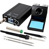 FEITA T12 Soldering Iron Station Kit Tool for Electronics, With 3 Solder Iron Tips, 1 Soldering Wire & Stand, 1 ESD Tweezer, Soldering Machine with °F-°C Conversion, Auto Sleep & Shutdown