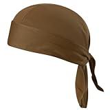 EVD-X Do Rag Cycling Motorcycle Hat, Durag, Sports Headband Pirate Cap Bandana for Helmet, Bike, UV Protection (B-H-Brown)