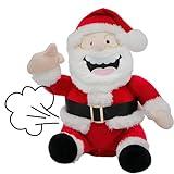 4E's Novelty Farting Santa Claus 8 Inch Talking Animated Christmas Plush Toys for Kids 8" Funny Christmas Stuffed Animals Gag Gifts for Boys Girls Teens White Elephant Gift