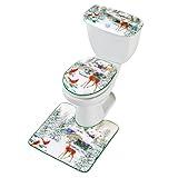 Collections Etc Frosted Cabin in The Woods Festive Scene 3-Piece Commode Set