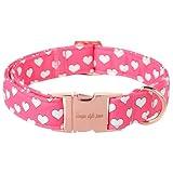 Unique style paws Dog Collar Metal Buckle Collar for Valentine's Day Gift Pink Heart Love for Small Medium Large Boys Girls Dogs